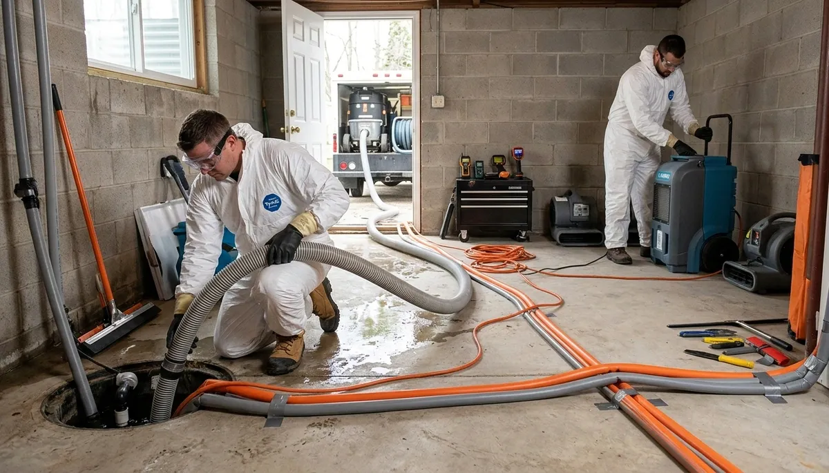 Basement flood cleanup in Olathe, KS for fast water extraction and drying services