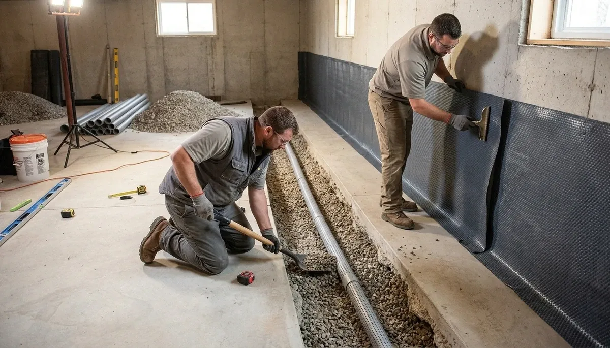 Basement waterproofing service in Olathe, KS for homes affected by water damage and foundation leaks