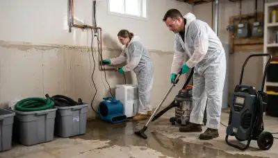 Burst pipe cleanup crew restoring Olathe, KS home after water damage