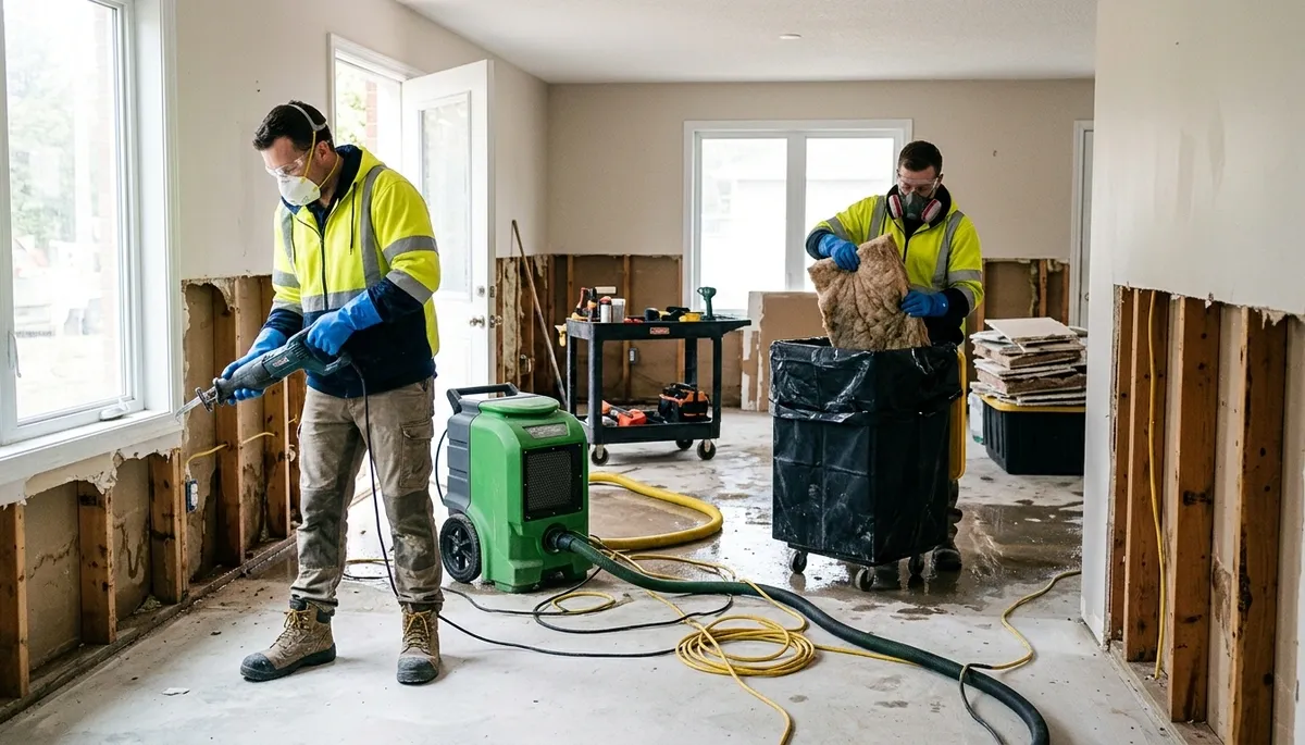 Flood damage cleanup team serving homes in Olathe, KS with 24/7 water damage restoration