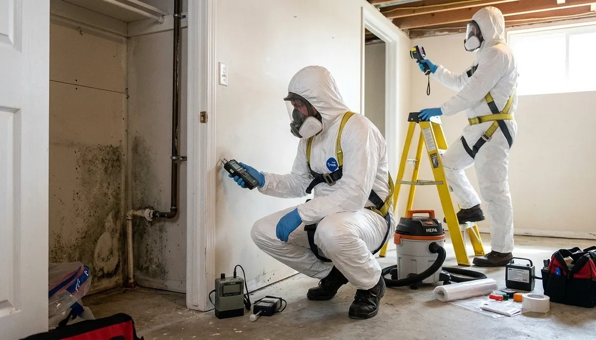 Mold inspection in Olathe, KS for hidden water damage in a home attic or wall cavity