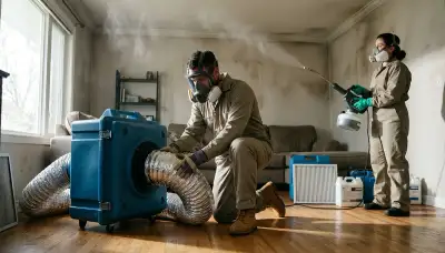 Odor removal technician in Olathe, KS removing water damage smells from a home interior