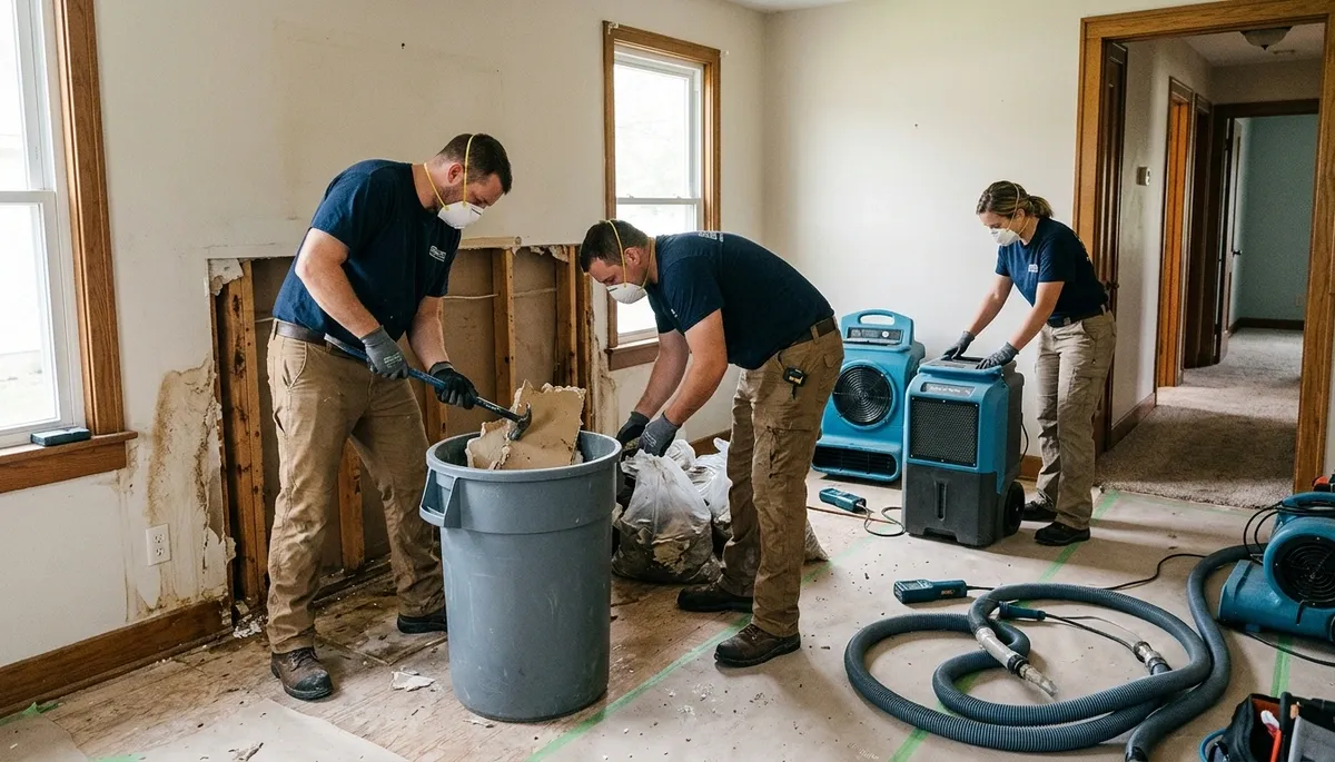 Water damage restoration team in Olathe, KS providing professional cleanup and repair