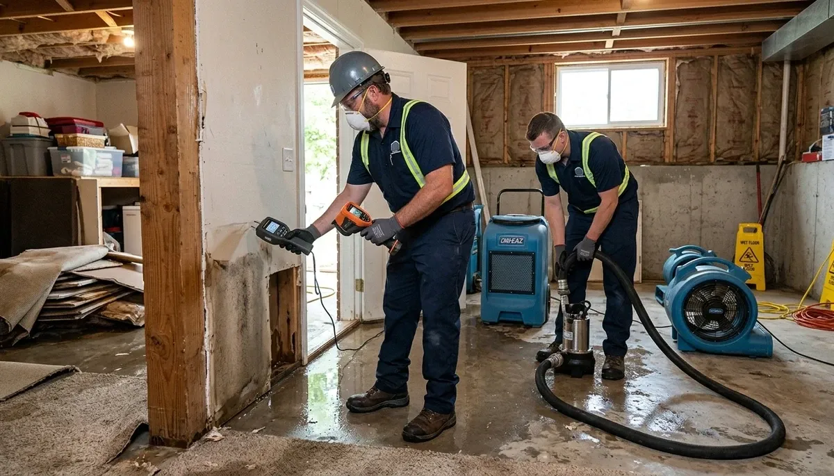Water damage restoration team serving Olathe, KS with professional cleanup equipment
