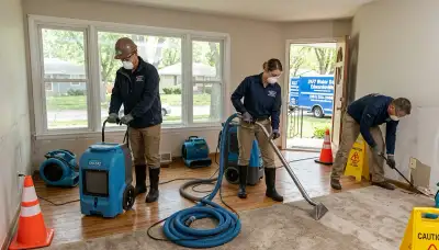 Water damage restoration team in Olathe, KS providing emergency cleanup and drying services