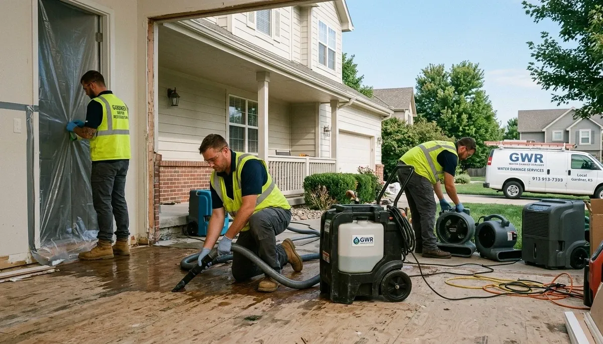 Water damage restoration team serving Olathe, KS with professional cleanup and repair services