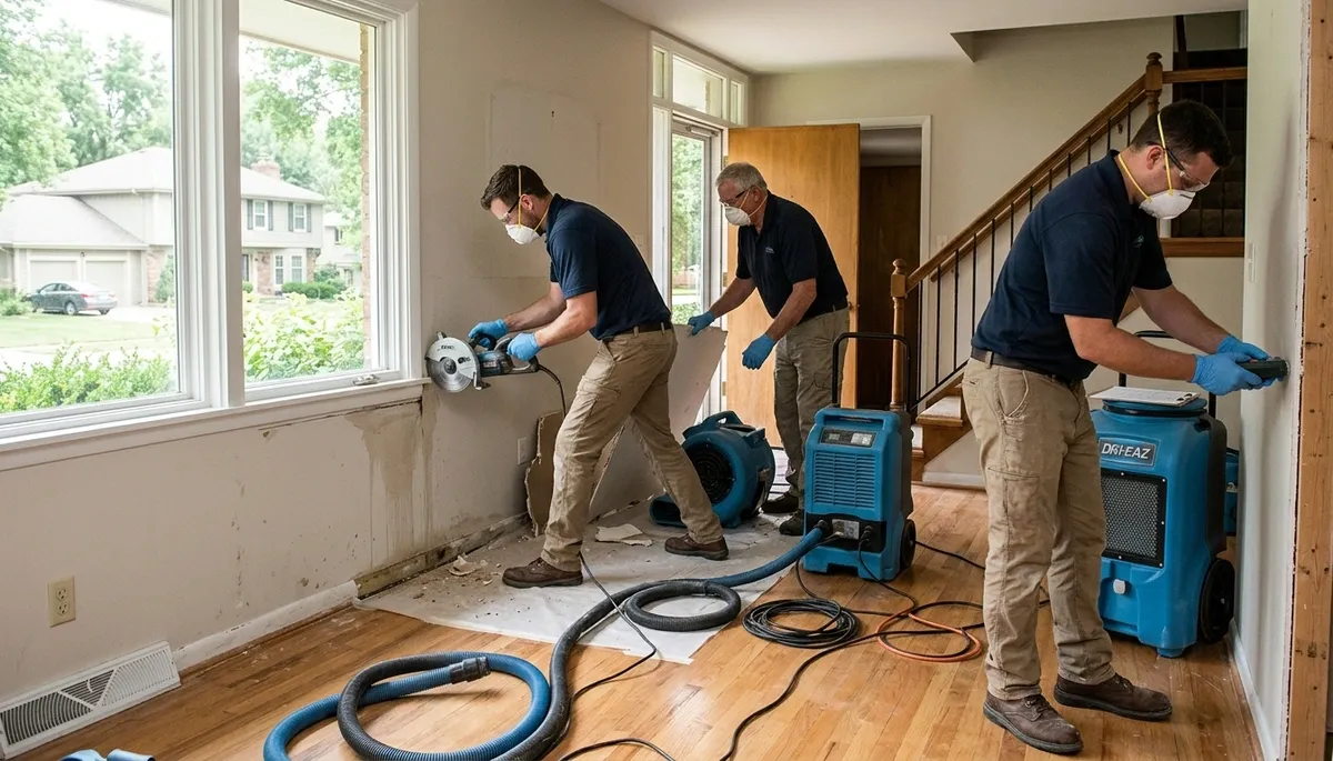 Water damage restoration team serving Olathe, KS for fast water cleanup and repair