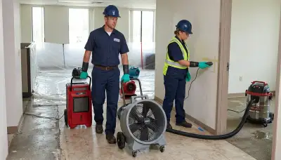Water damage restoration crew serving Olathe, KS for flooding, leaks, and storm moisture cleanup