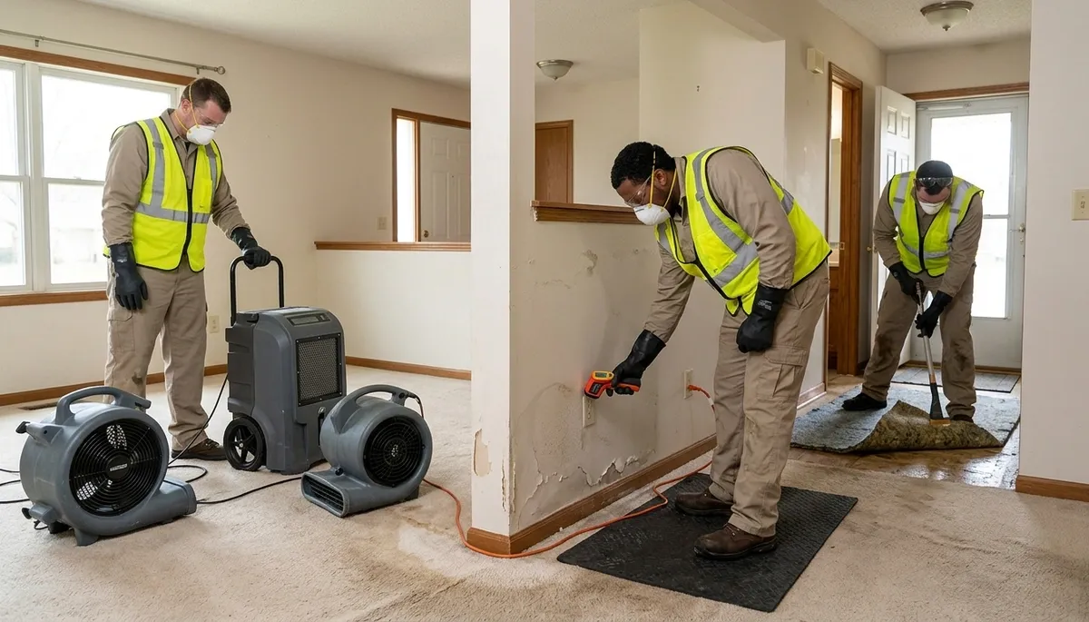 Water damage restoration team in Olathe, KS providing professional cleanup and repair services