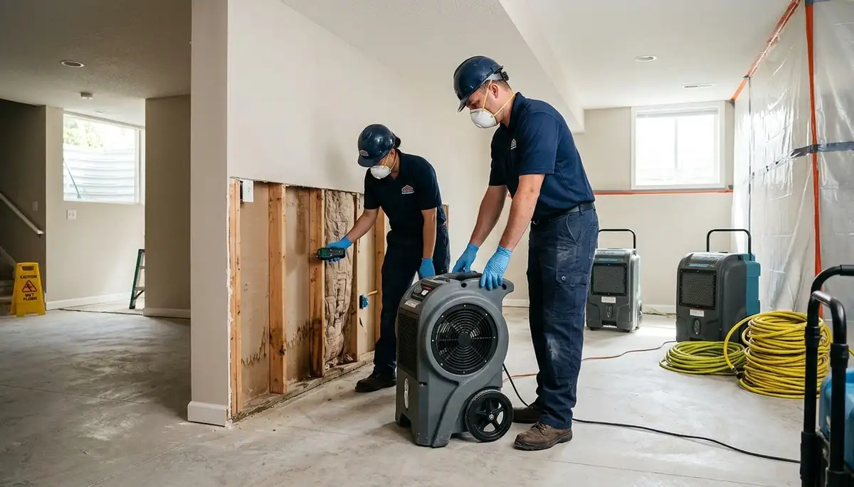 Water damage restoration team in Olathe, KS providing emergency cleanup and drying services
